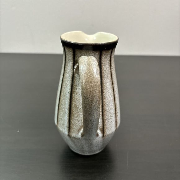 Denby Studio England Stoneware Creamer Gray With Brown Stripes 6" Tall - Picture 5 of 8
